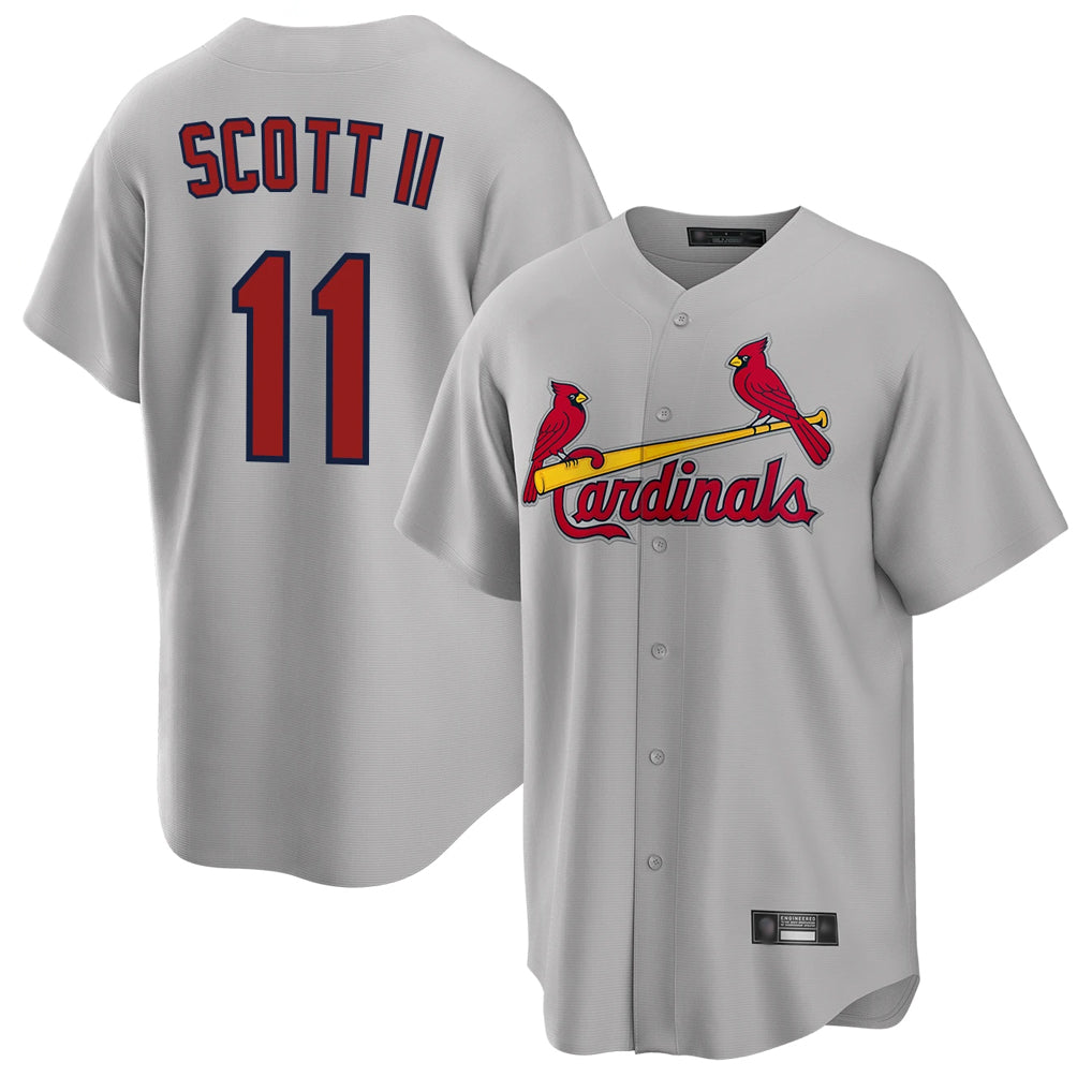 Jamed St. Louis Cardinals #11 Victor Scott II Player Gray Home Game Stitched Jerseys
