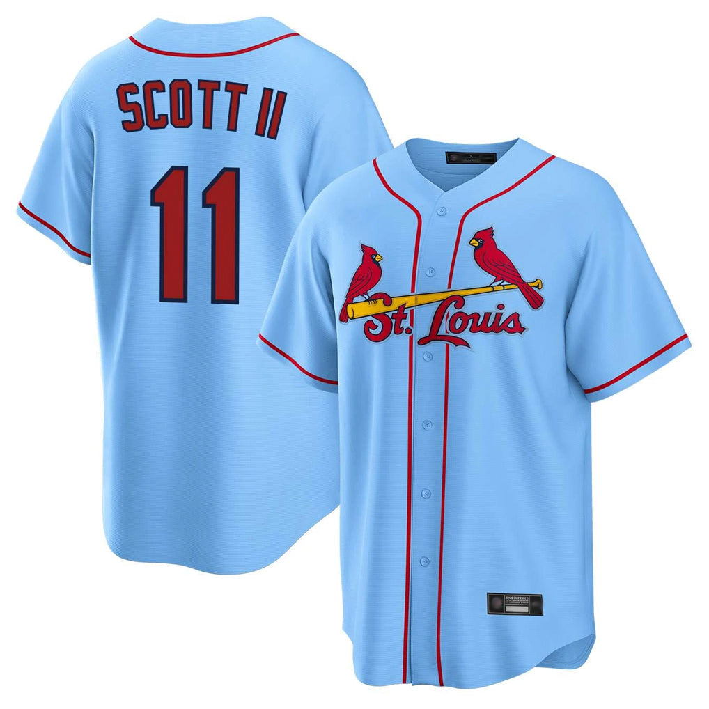 Jamed St. Louis Cardinals #11 Victor Scott II Player Light Blue Home Game Stitched Jerseys