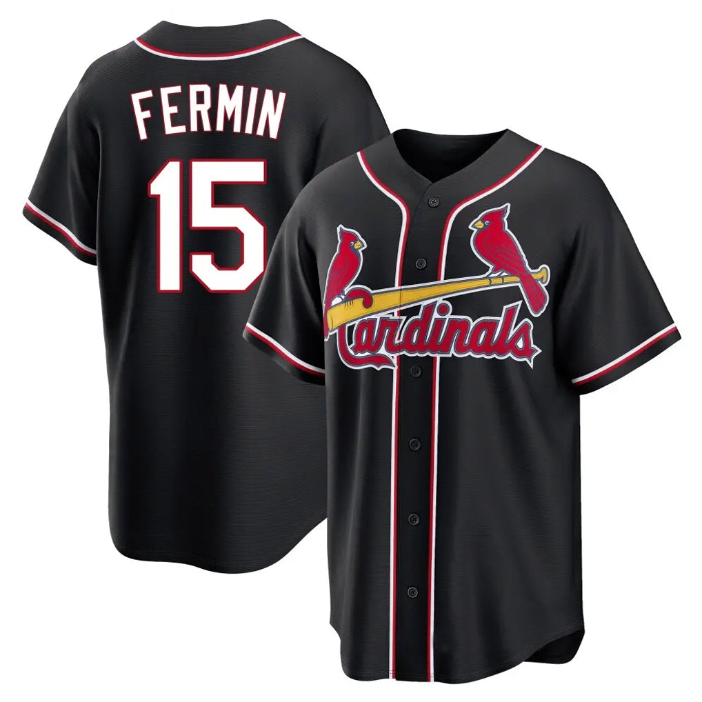 Jamed St. Louis Cardinals #15 Jose Fermin Player Black Carbon Fashio Game Stitched Jerseys
