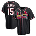 Jamed St. Louis Cardinals #15 Jose Fermin Player Black Carbon Fashio Game Stitched Jerseys