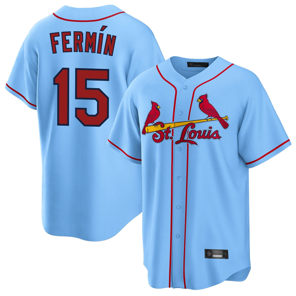 Jamed St. Louis Cardinals #15 Jose Fermin Player Light Blue Home Game Stitched Jerseys