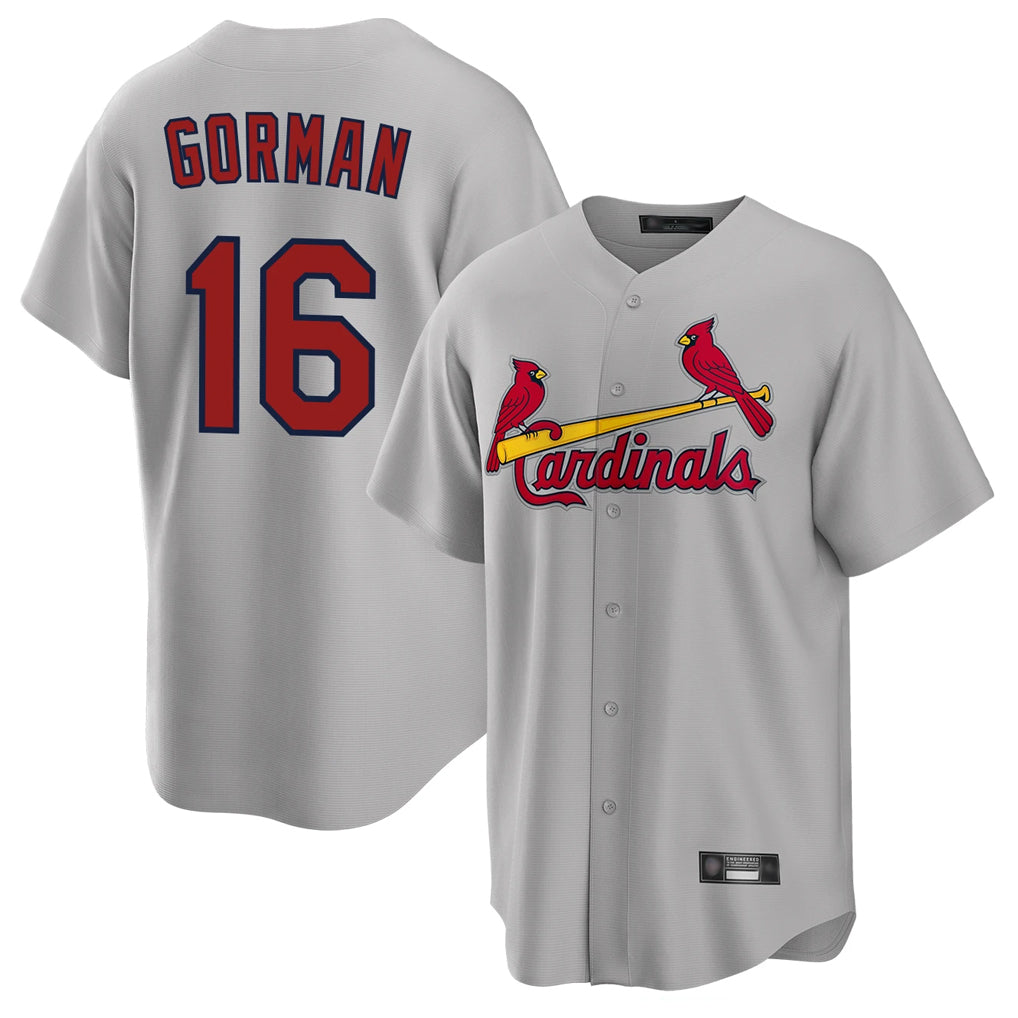 Jamed St. Louis Cardinals #16 Nolan Gorman Player Gray Home Game Stitched Jerseys