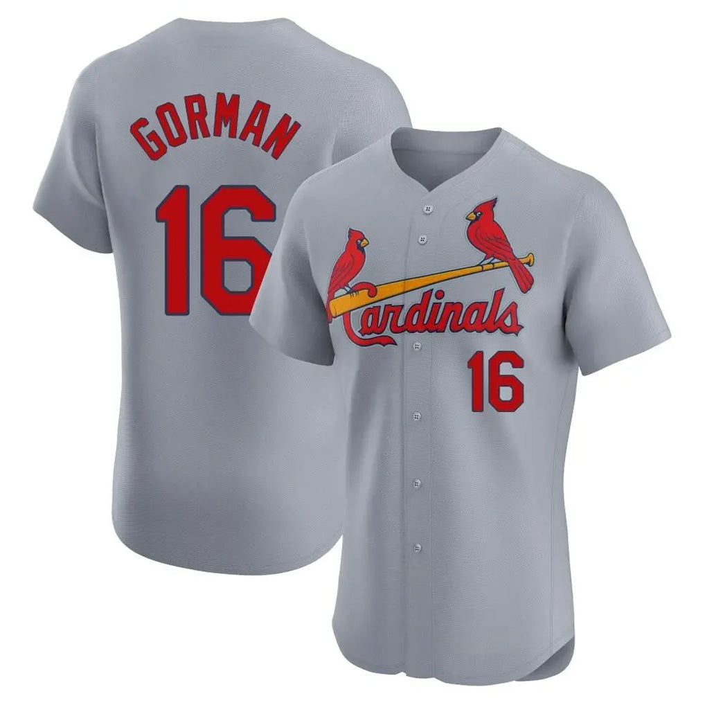 Jamed St. Louis Cardinals #16 Nolan Gorman Player Gray Home Limited Elite Stitched Jerseys