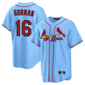 Jamed St. Louis Cardinals #16 Nolan Gorman Player Light Blue Home Game Stitched Jerseys