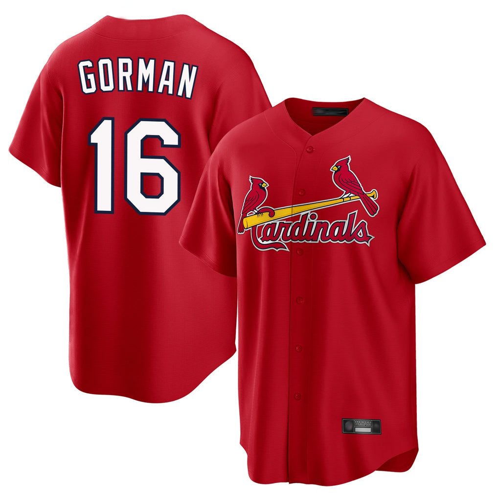 Jamed St. Louis Cardinals #16 Nolan Gorman Player Red Home Game Stitched Jerseys