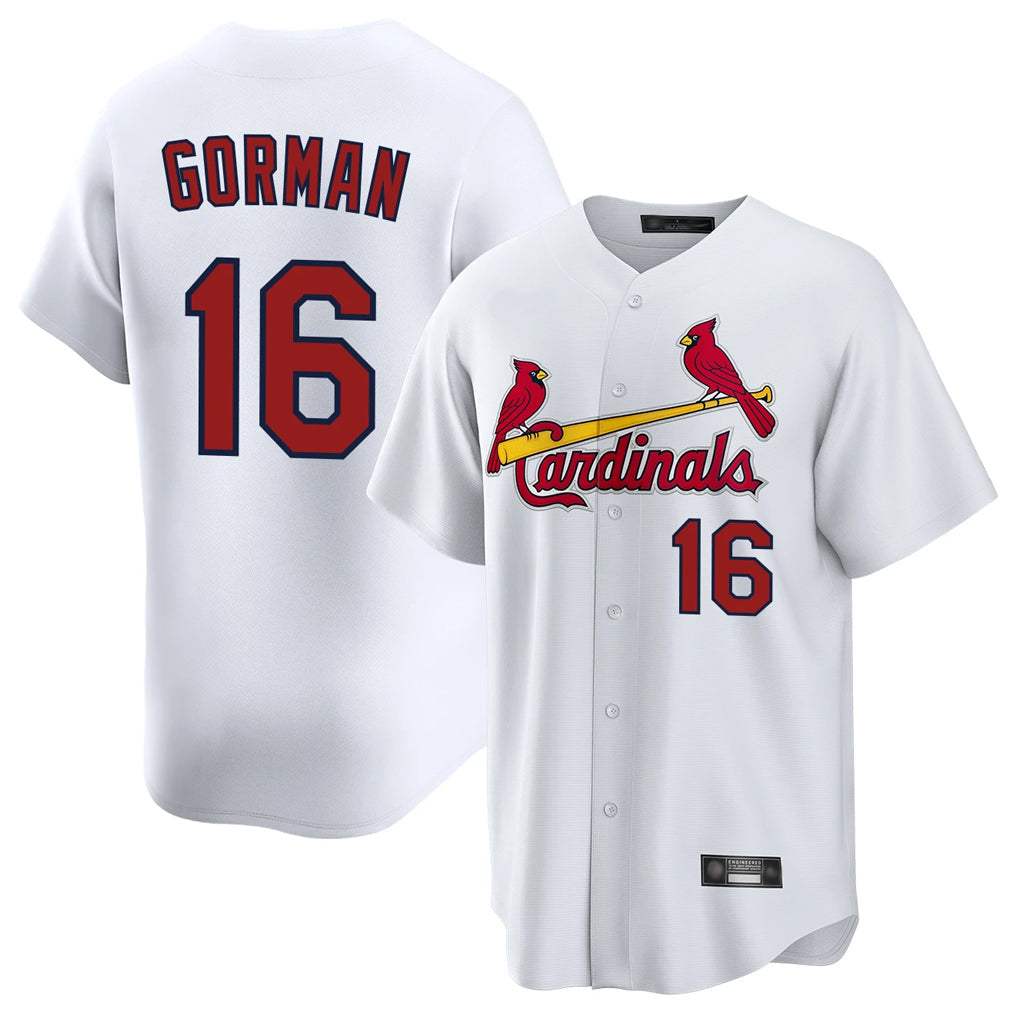 Jamed St. Louis Cardinals #16 Nolan Gorman Player White Home Game Stitched Jerseys