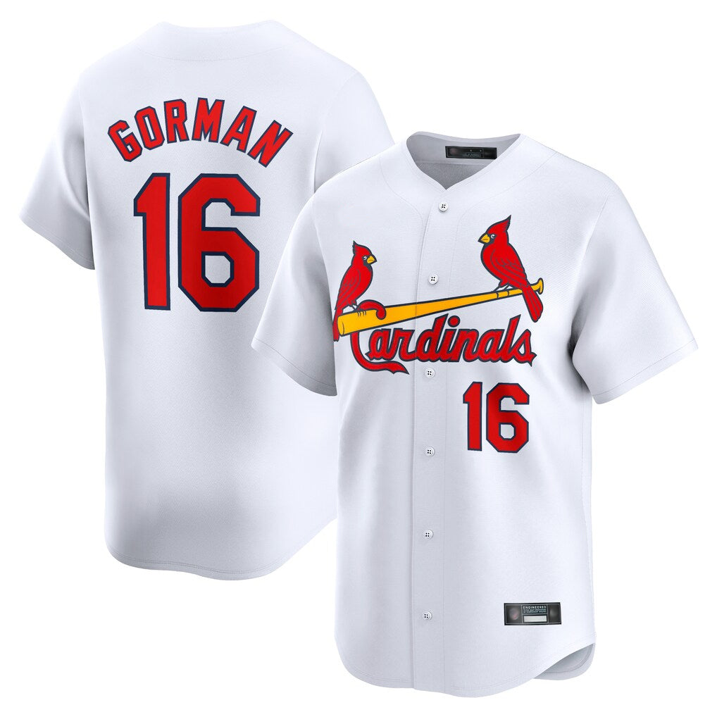 Jamed St. Louis Cardinals #16 Nolan Gorman Player White Home Limited Stitched Jerseys