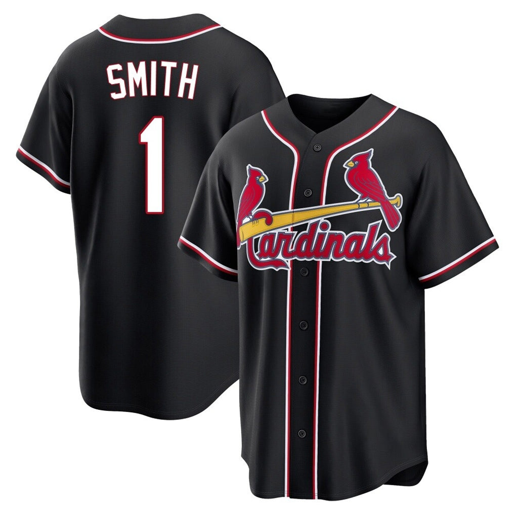 Jamed St. Louis Cardinals #1 Ozzie Smith Player Black Carbon Fashio Game Stitched Jerseys