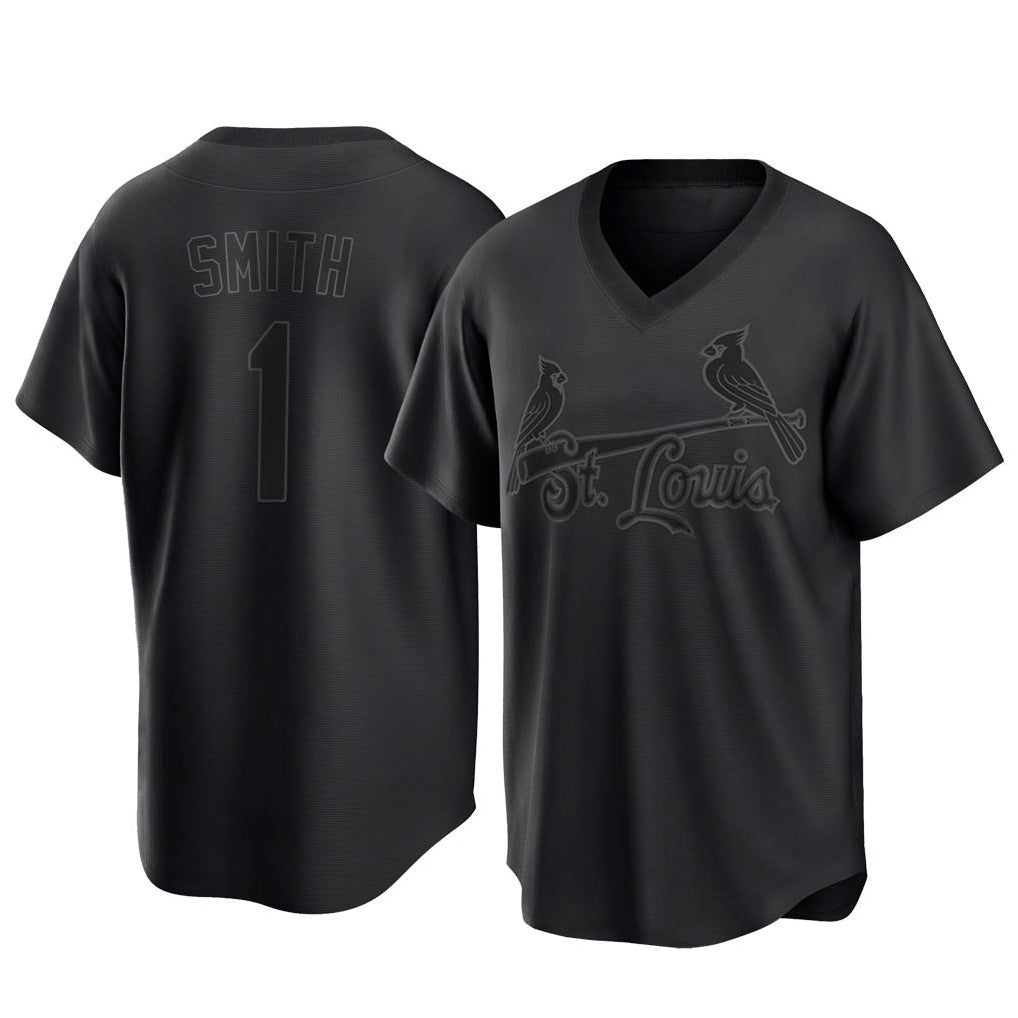 Jamed St. Louis Cardinals #1 Ozzie Smith Player Black City Connect T-shirt Stitched Jerseys