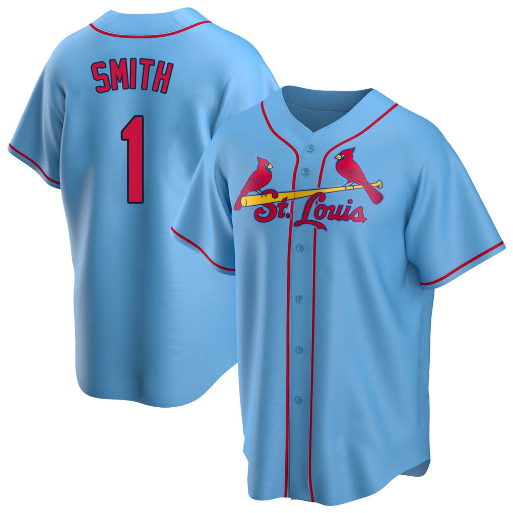 Jamed St. Louis Cardinals #1 Ozzie Smith Player Light Blue Home Game Stitched Jerseys