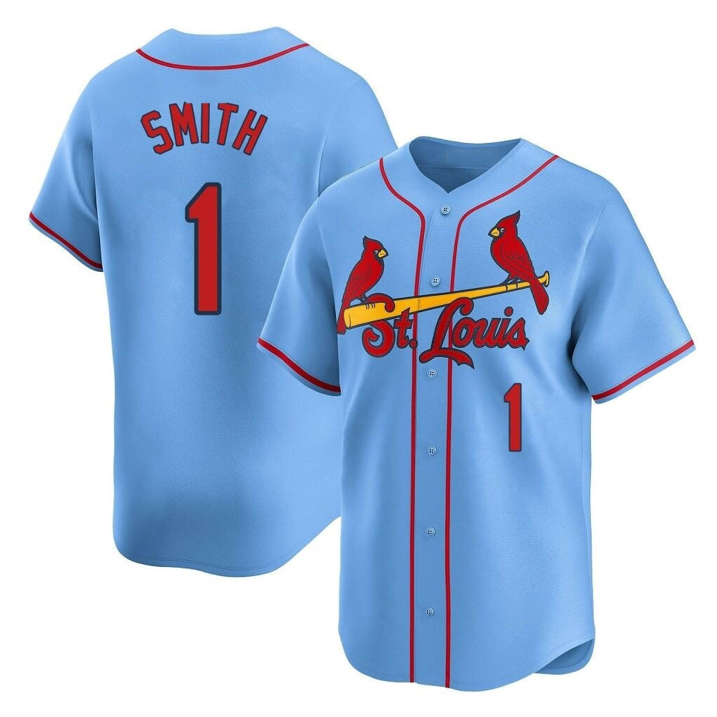 Jamed St. Louis Cardinals #1 Ozzie Smith Player Light Blue Home Limited Stitched Jerseys
