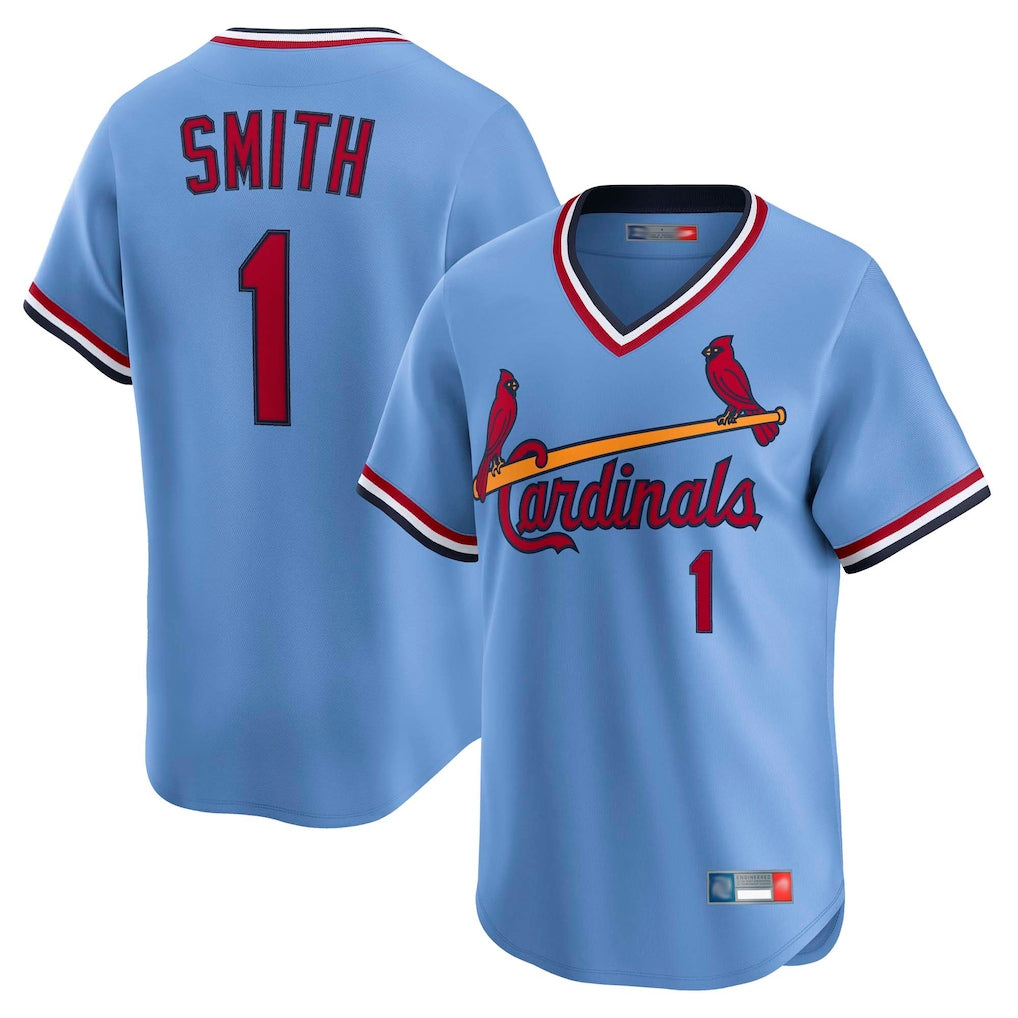 Jamed St. Louis Cardinals #1 Ozzie Smith Player Light Blue Throwback Cooperstown Collection Limited Stitched Jerseys