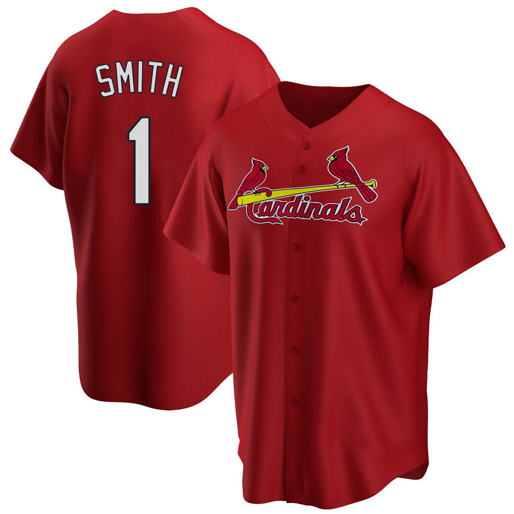 Jamed St. Louis Cardinals #1 Ozzie Smith Player Red Home Game Stitched Jerseys
