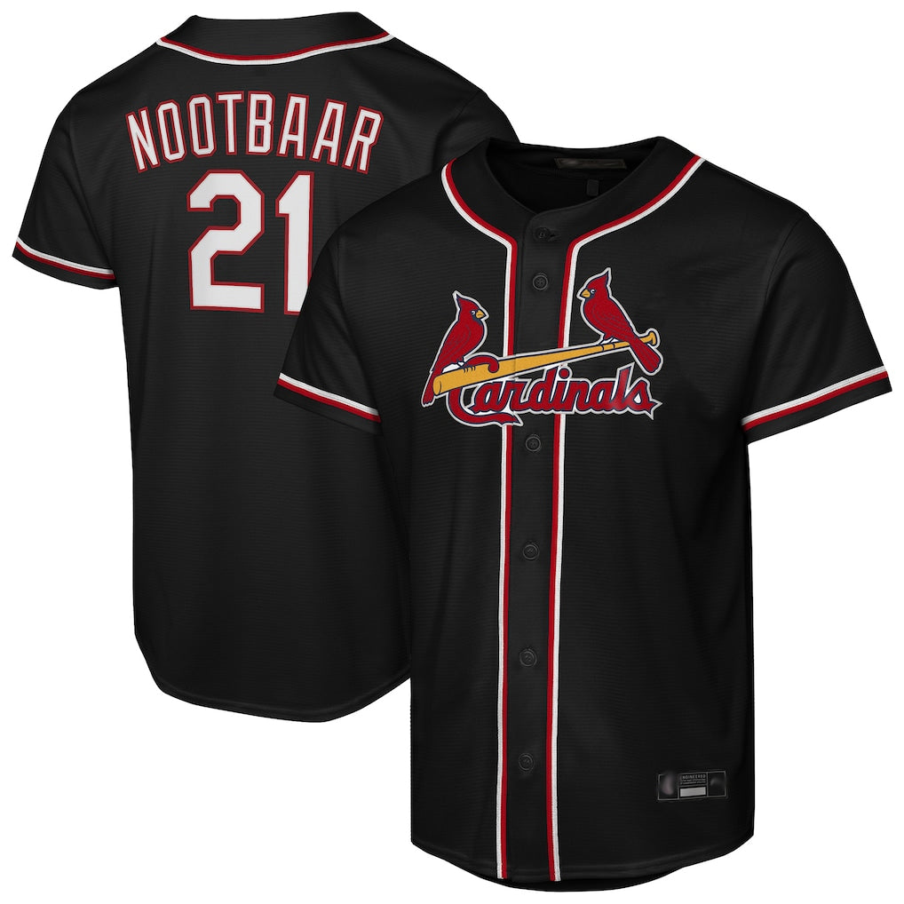Jamed St. Louis Cardinals #21 Lars Nootbaar Player Black Carbon Fashio Game Stitched Jerseys