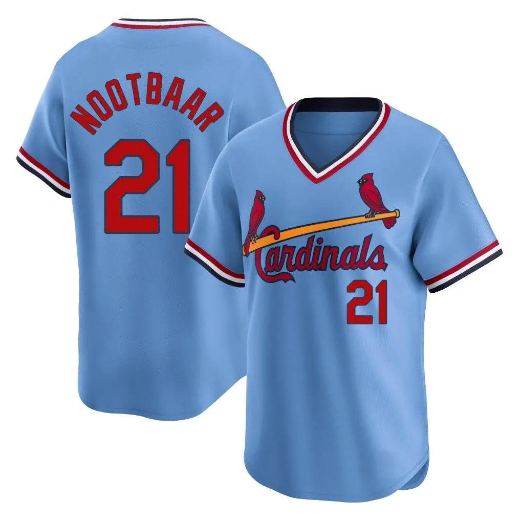 Jamed St. Louis Cardinals #21 Lars Nootbaar Player Light Blue City Connect Home T-shirt Stitched Jerseys