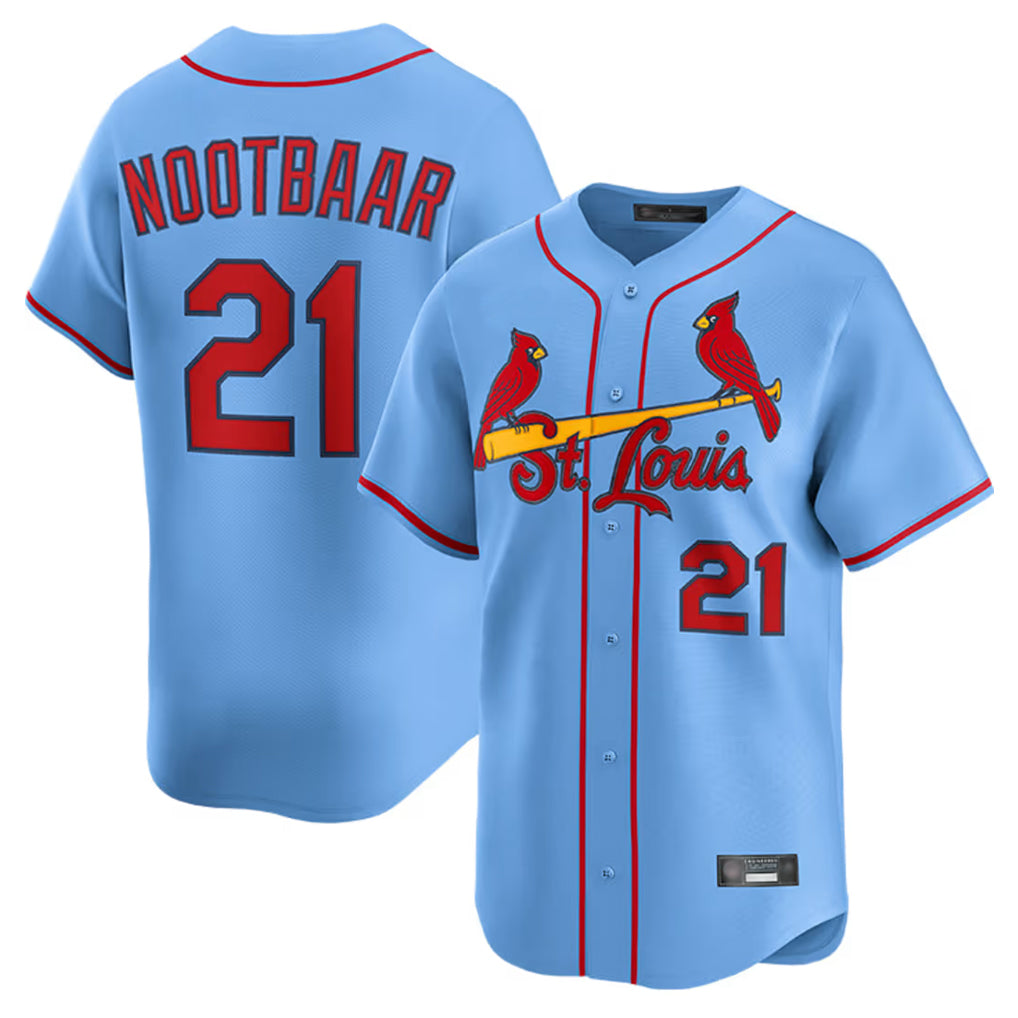 Jamed St. Louis Cardinals #21 Lars Nootbaar Player Light Blue Home Limited Stitched Jerseys