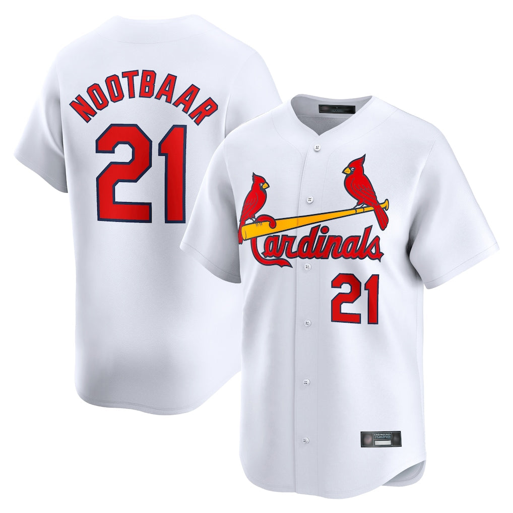 Jamed St. Louis Cardinals #21 Lars Nootbaar Player White Home Limited Stitched Jerseys