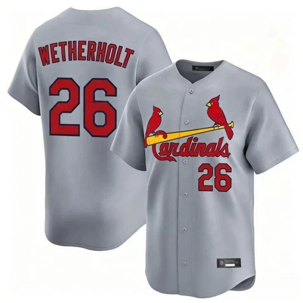 Jamed St. Louis Cardinals #26 JJ Wetherholt Player Gray Home Limited Stitched Jerseys