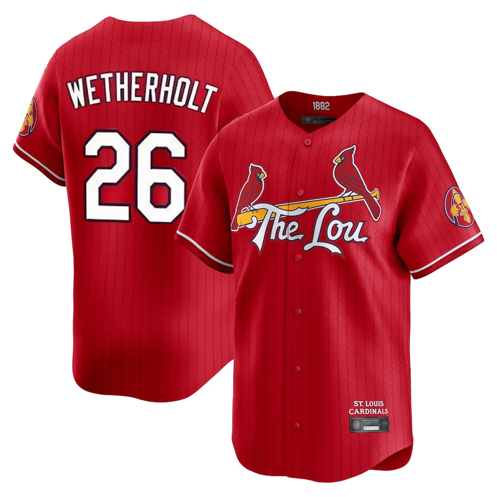Jamed St. Louis Cardinals #26 JJ Wetherholt Player Red City Connect Limited Stitched Jerseys