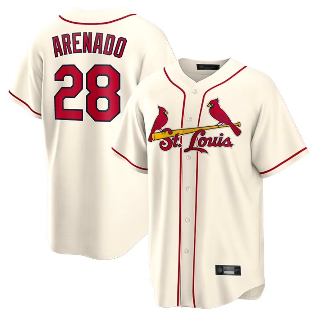 Jamed St. Louis Cardinals #28 Nolan Arenado Player Cream Home Game Stitched Jerseys