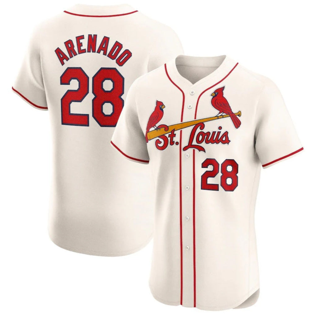 Jamed St. Louis Cardinals #28 Nolan Arenado Player Cream Home Limited Elite Stitched Jerseys