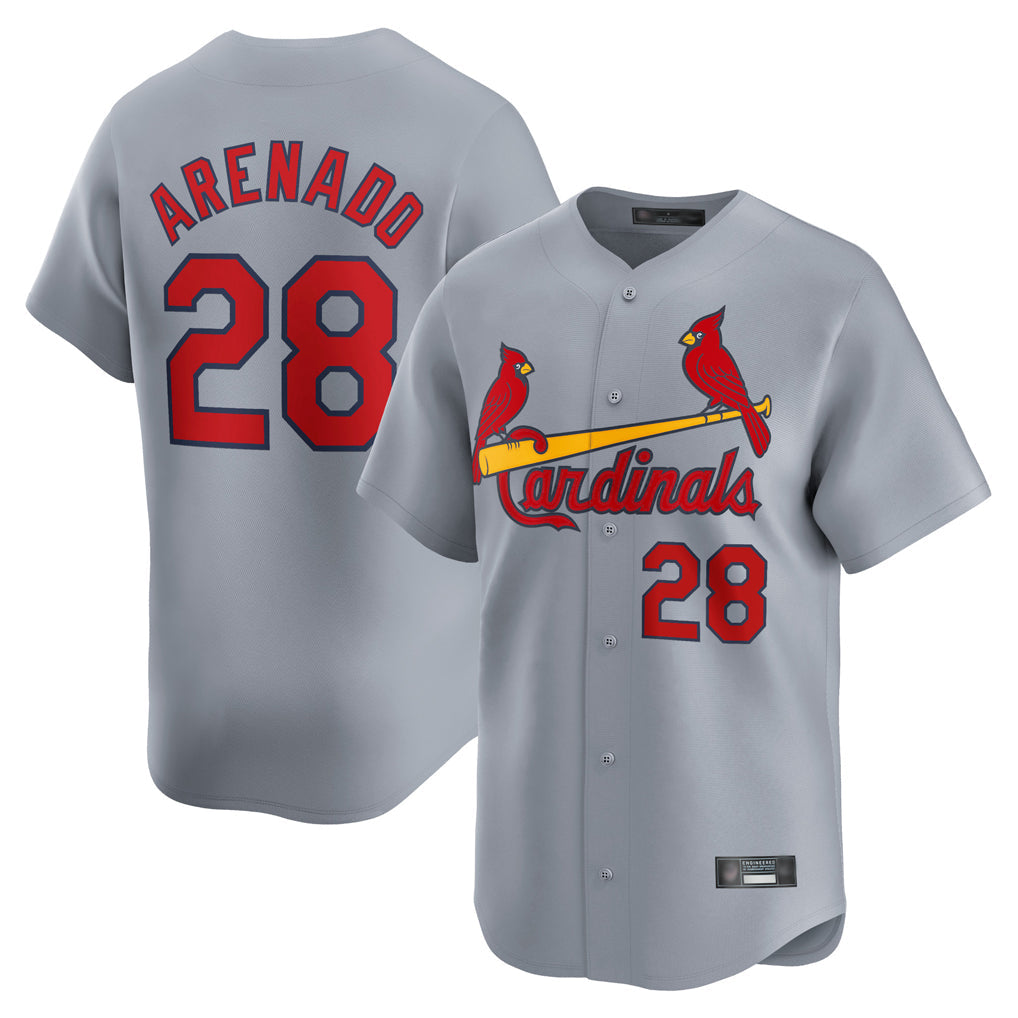 Jamed St. Louis Cardinals #28 Nolan Arenado Player Gray Home Limited Stitched Jerseys