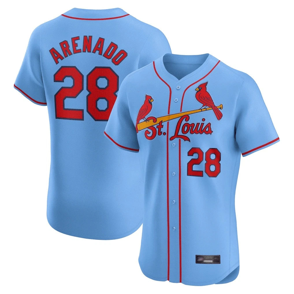 Jamed St. Louis Cardinals #28 Nolan Arenado Player Light Blue Home Limited Elite Stitched Jerseys