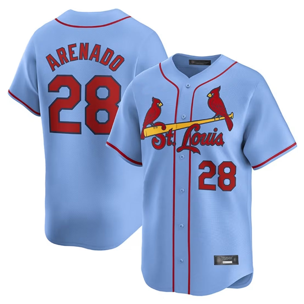 Jamed St. Louis Cardinals #28 Nolan Arenado Player Light Blue Home Limited Stitched Jerseys
