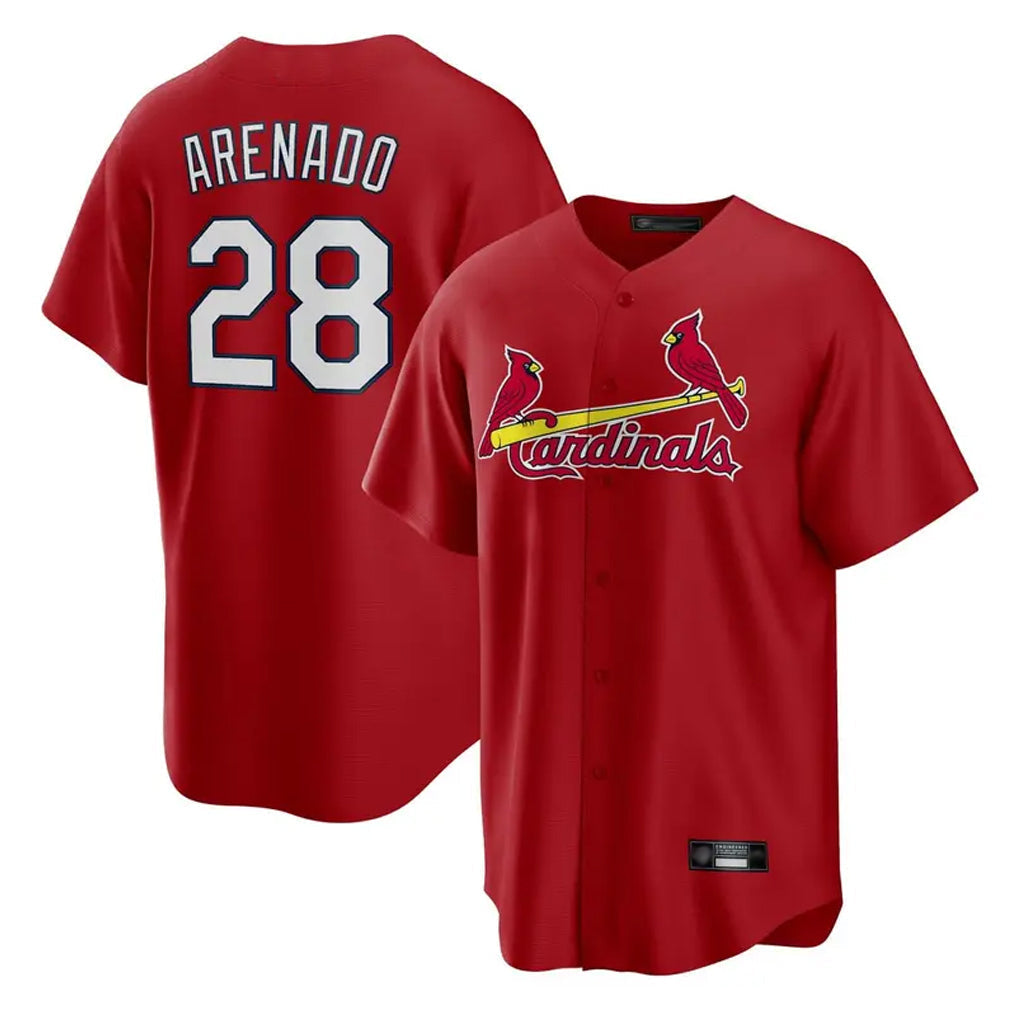 Jamed St. Louis Cardinals #28 Nolan Arenado Player Red Home Game Stitched Jerseys