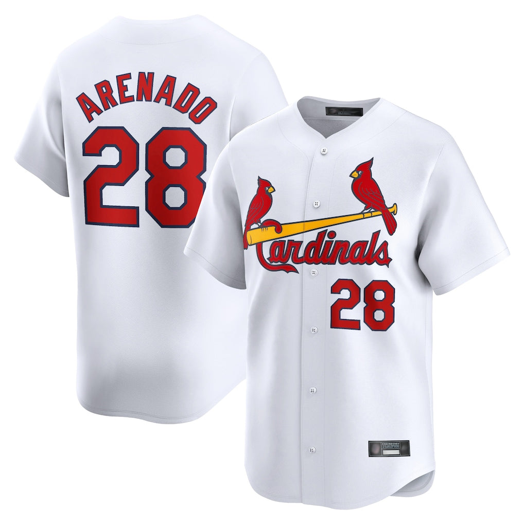 Jamed St. Louis Cardinals #28 Nolan Arenado Player White Home Limited Stitched Jerseys