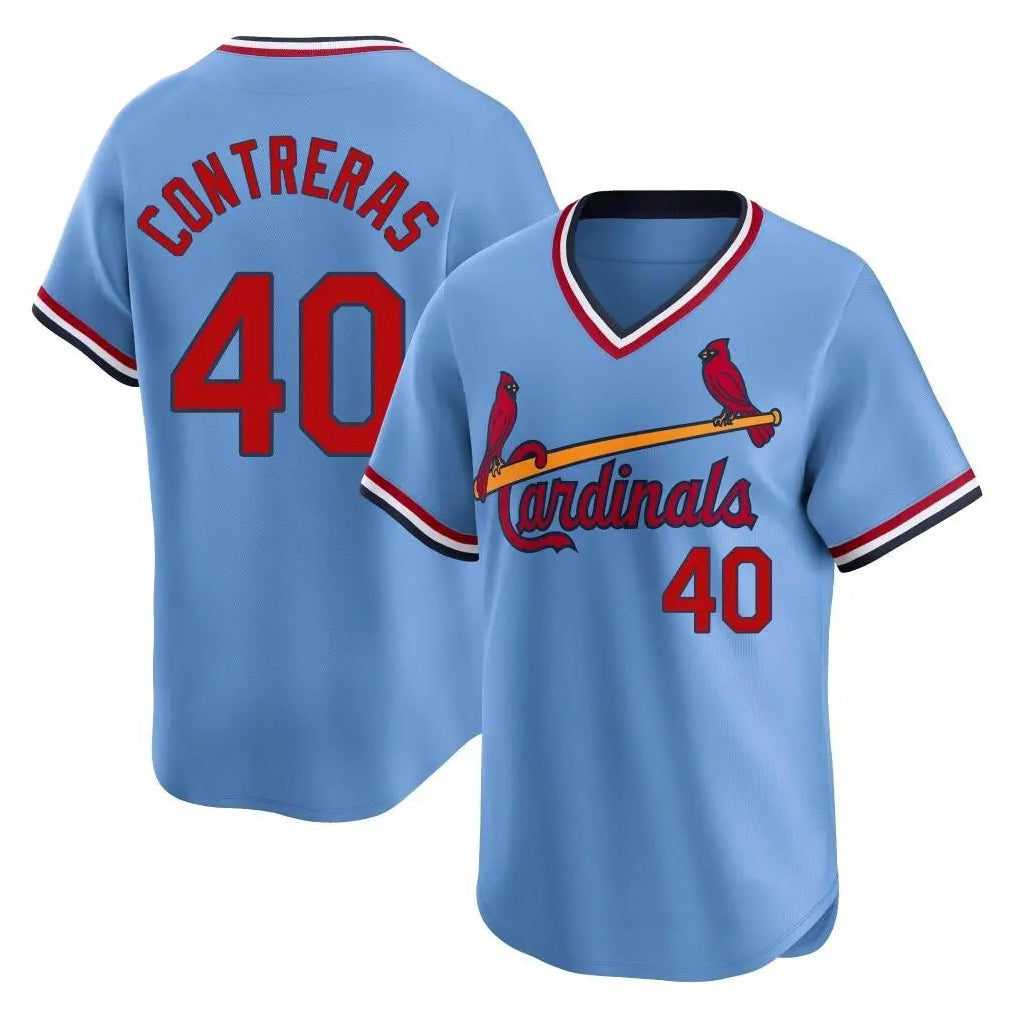 Jamed St. Louis Cardinals #40 Willson Contreras Player Light Blue Throwback Cooperstown Collection Limited Stitched Jerseys