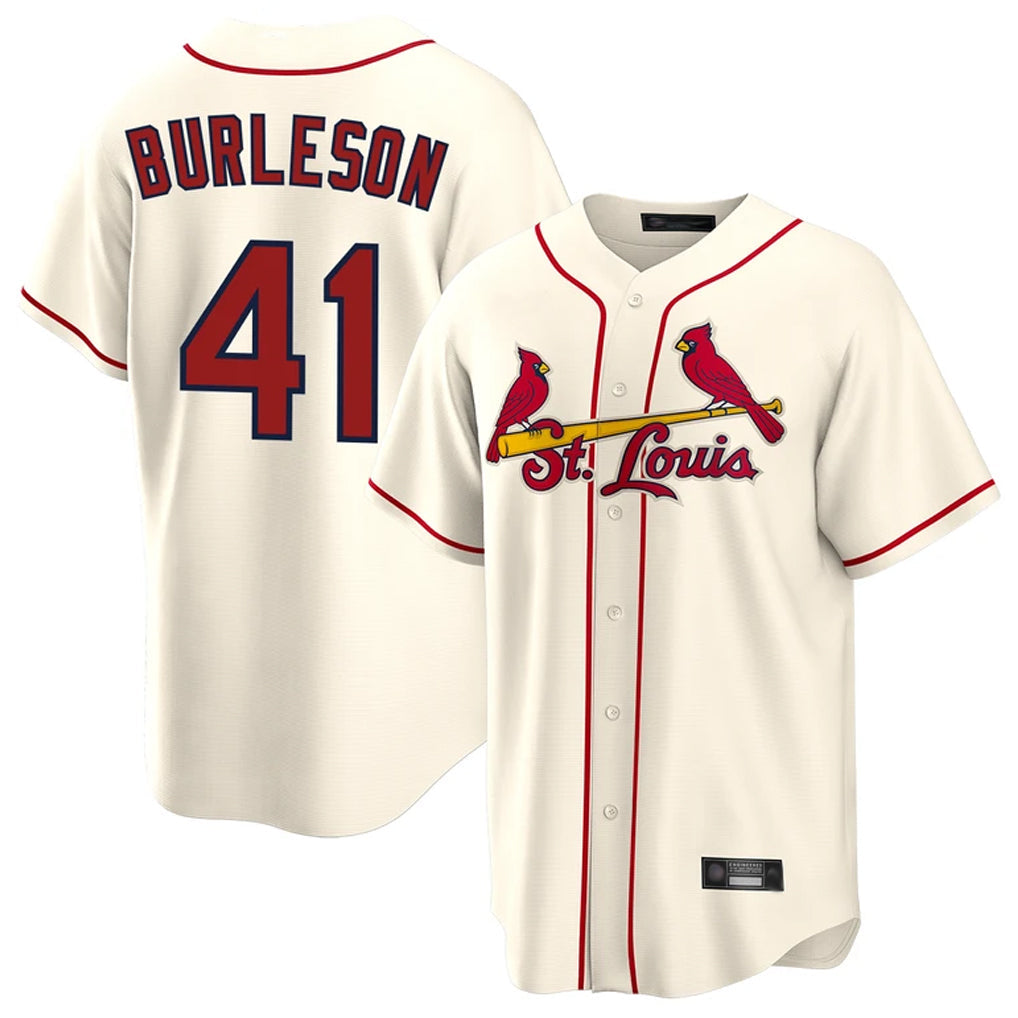 Jamed St. Louis Cardinals #41 Alec Burlesona Player Cream Home Game Stitched Jerseys