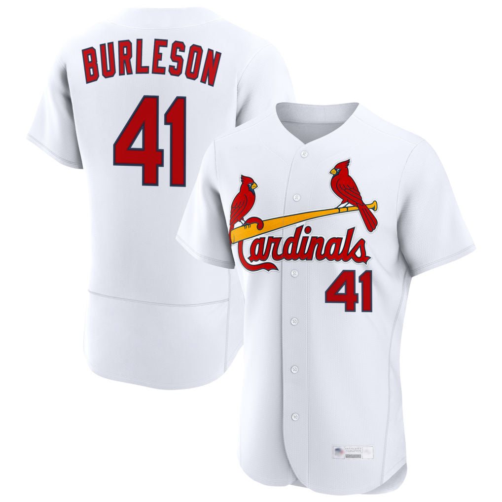 Jamed St. Louis Cardinals #41 Alec Burlesona Player White Home Limited Elite Stitched Jerseys