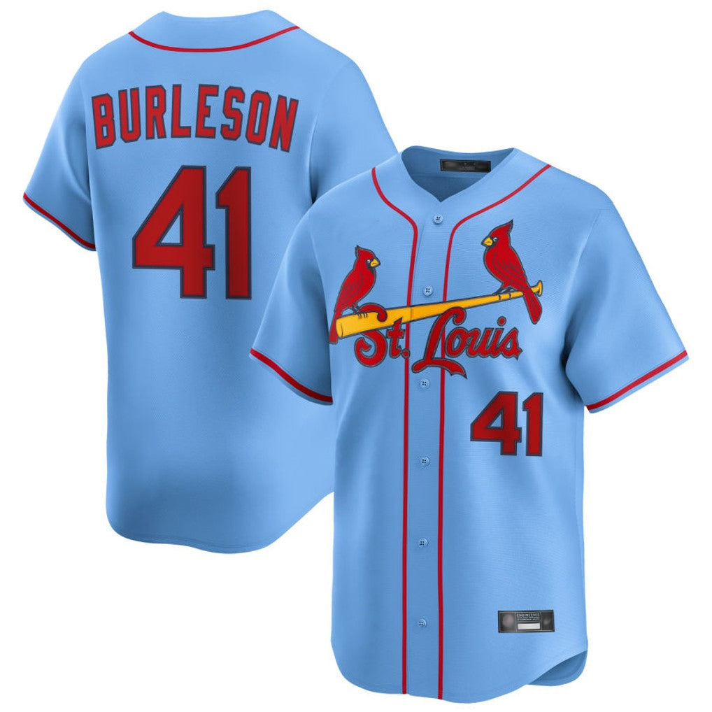 Jamed St. Louis Cardinals #41 Alec Burlesona Player Light Blue Home Limited Stitched Jerseys