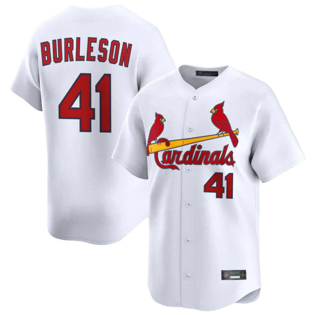 Jamed St. Louis Cardinals #41 Alec Burlesona Player White Home Limited Stitched Jerseys