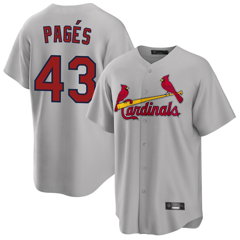 Jamed St. Louis Cardinals #43 Pedro Pages Player Gray Home Game Stitched Jerseys