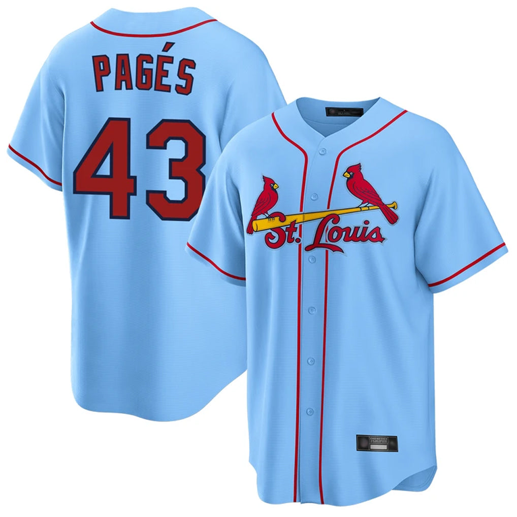 Jamed St. Louis Cardinals #43 Pedro Pages Player Light Blue Home Game Stitched Jerseys