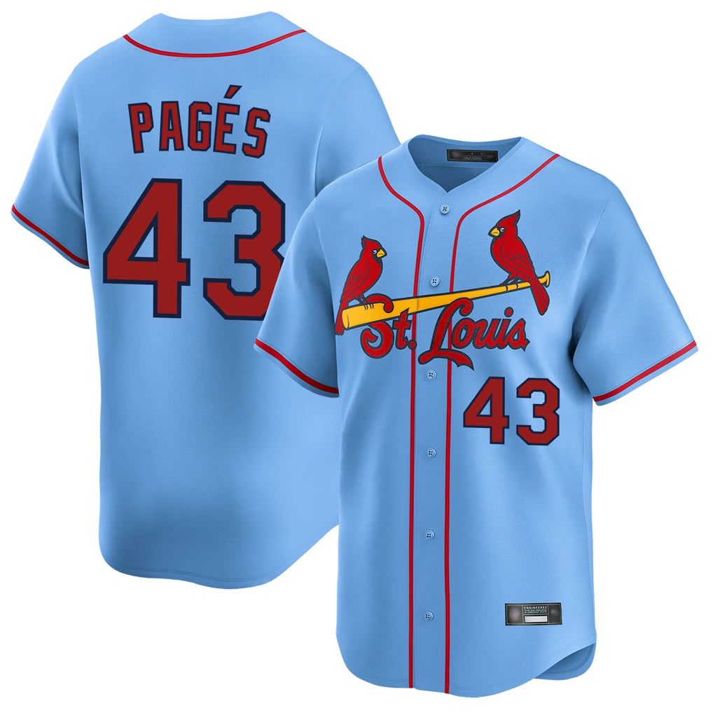 Jamed St. Louis Cardinals #43 Pedro Pages Player Light Blue Home Limited Stitched Jerseys