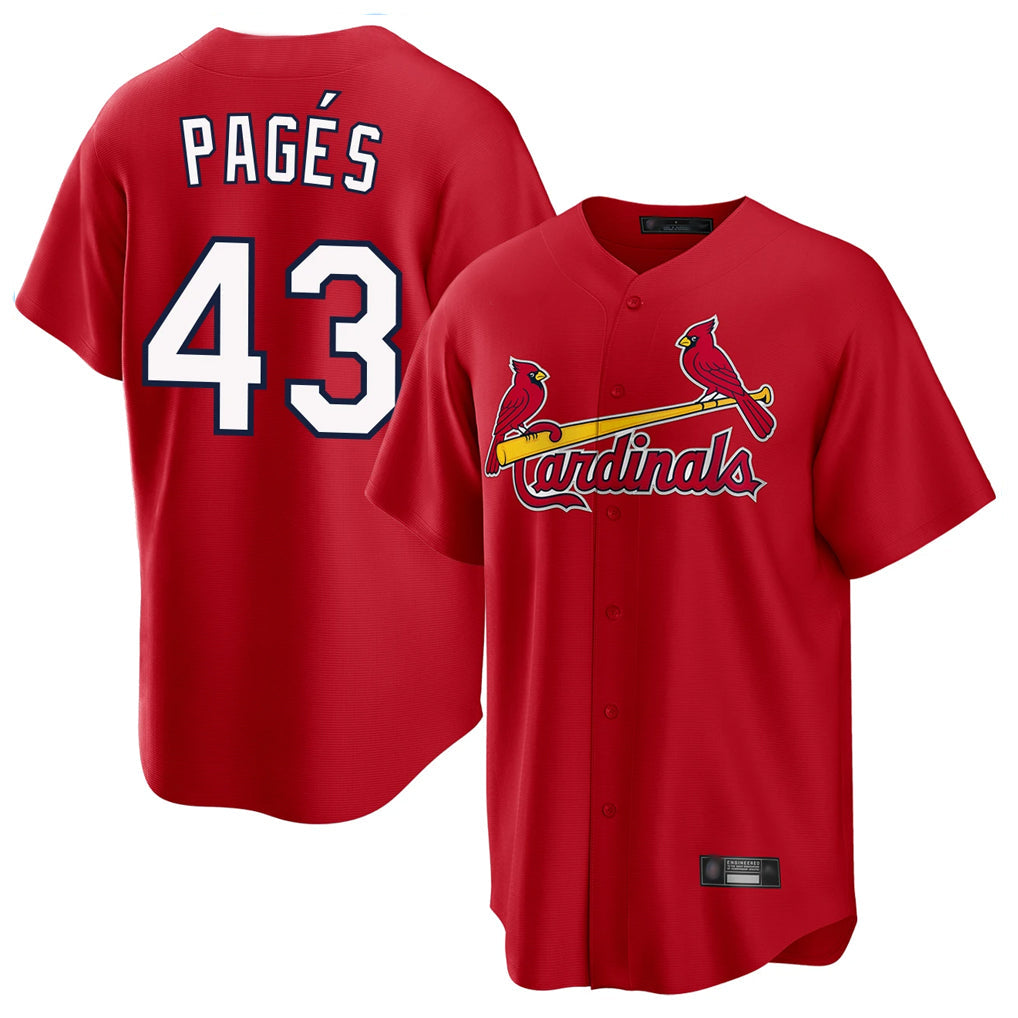 Jamed St. Louis Cardinals #43 Pedro Pages Player Red Home Game Stitched Jerseys