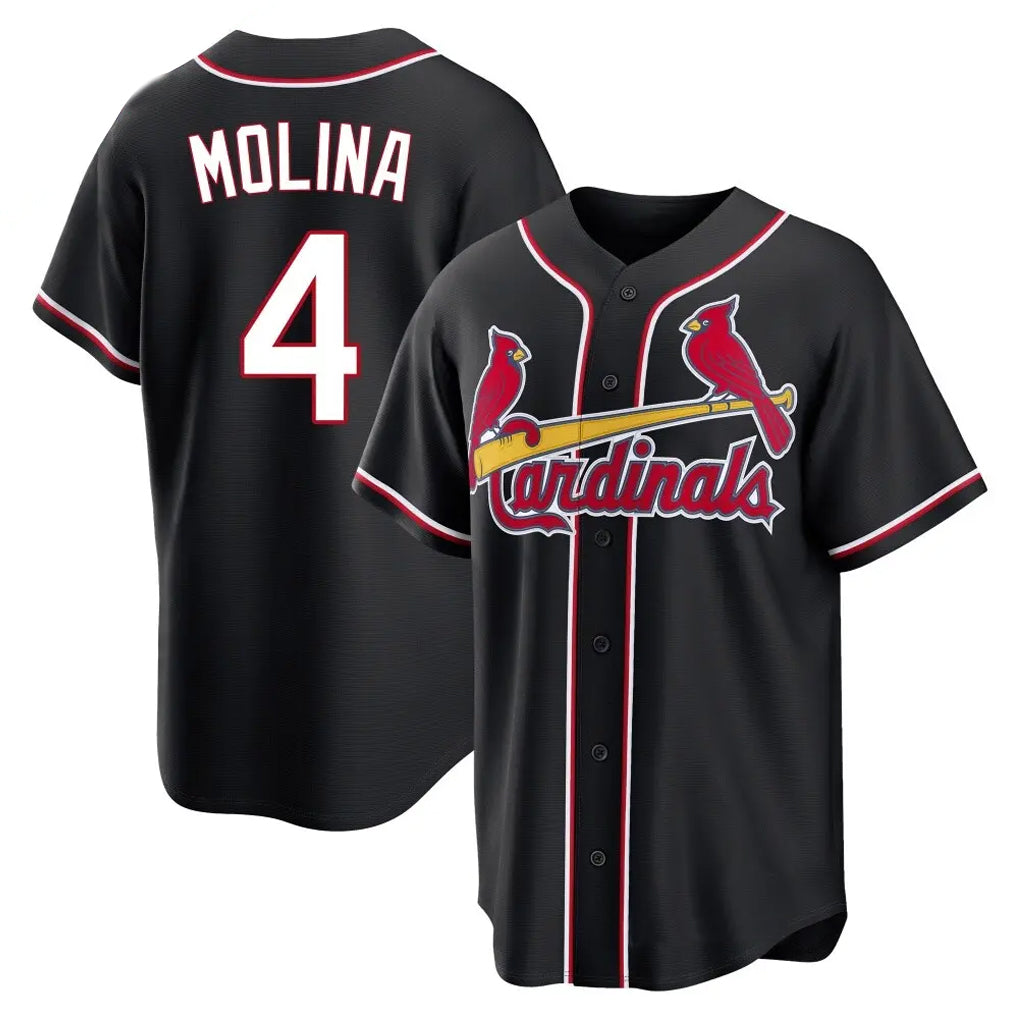 Jamed St. Louis Cardinals #4 Yadier Molina Player Black Carbon Fashio Game Stitched Jerseys
