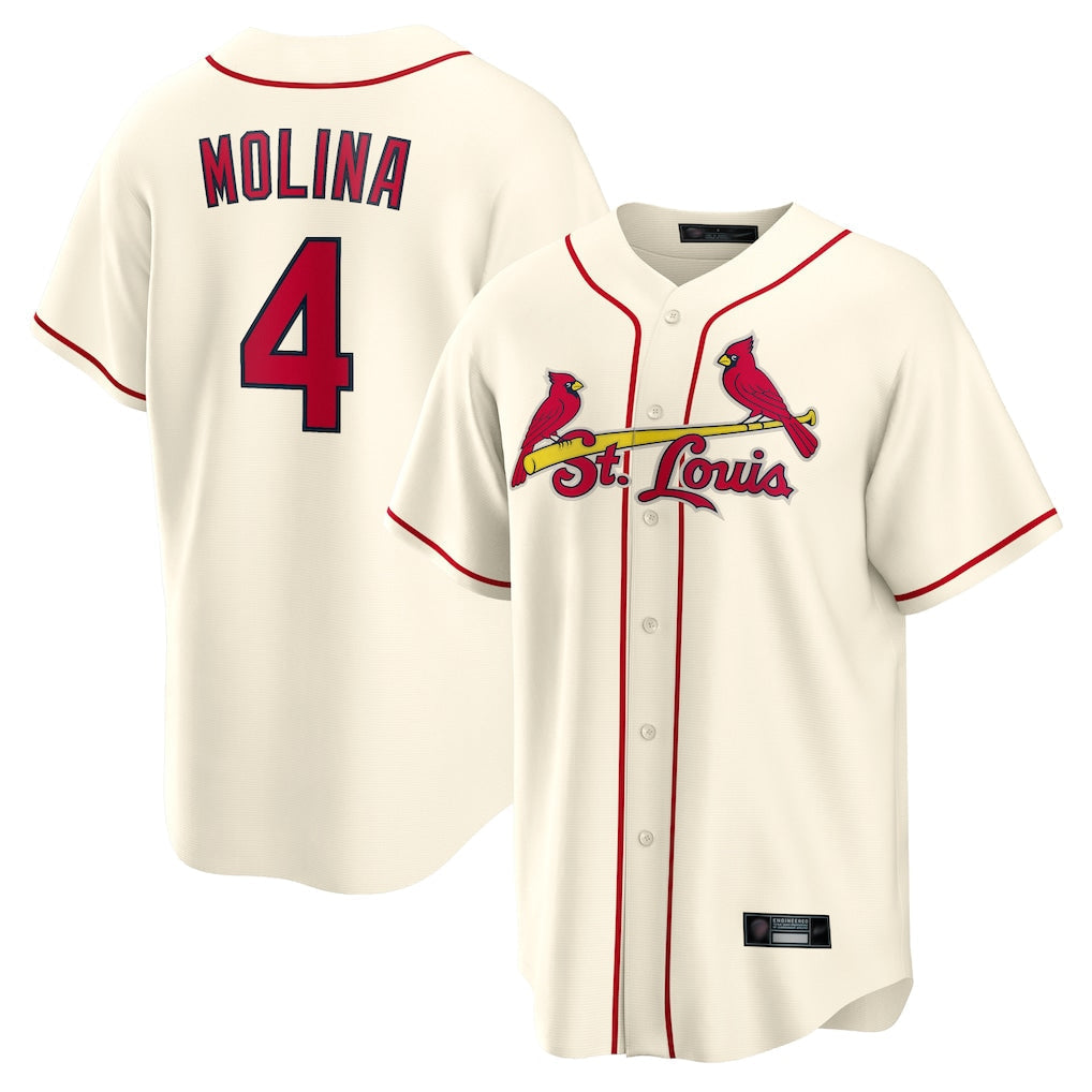 Jamed St. Louis Cardinals #4 Yadier Molina Player Cream Home Game Stitched Jerseys