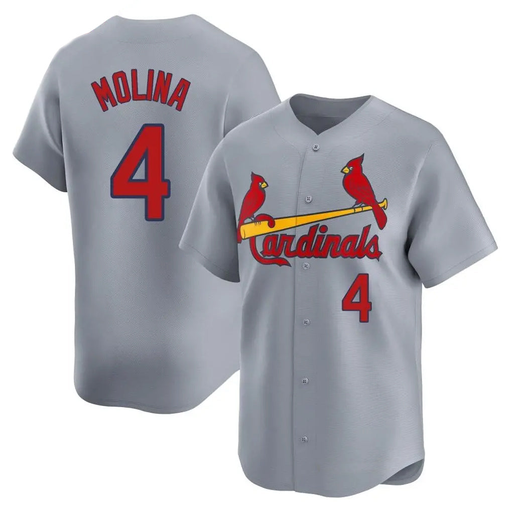 Jamed St. Louis Cardinals #4 Yadier Molina Player Gray Home Limited Stitched Jerseys