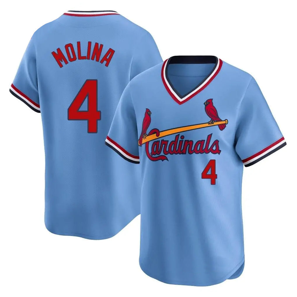 Jamed St. Louis Cardinals #4 Yadier Molina Player Light Blue City Connect Home T-shirt Stitched Jerseys