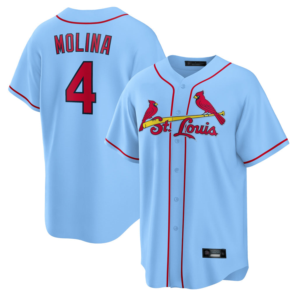 Jamed St. Louis Cardinals #4 Yadier Molina Player Light Blue Home Game Stitched Jerseys