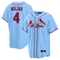 Jamed St. Louis Cardinals #4 Yadier Molina Player Light Blue Home Game Stitched Jerseys