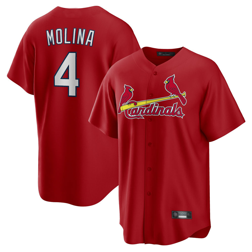 Jamed St. Louis Cardinals #4 Yadier Molina Player Red Home Game Stitched Jerseys