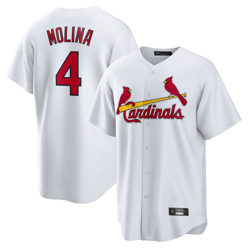 Jamed St. Louis Cardinals #4 Yadier Molina Player White Home Game Stitched Jerseys