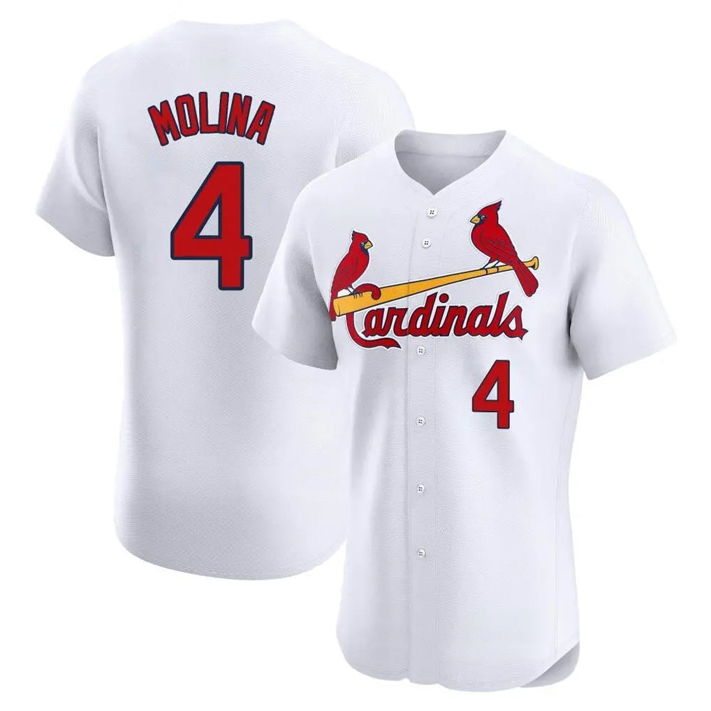 Jamed St. Louis Cardinals #4 Yadier Molina Player White Home Limited Elite Stitched Jerseys