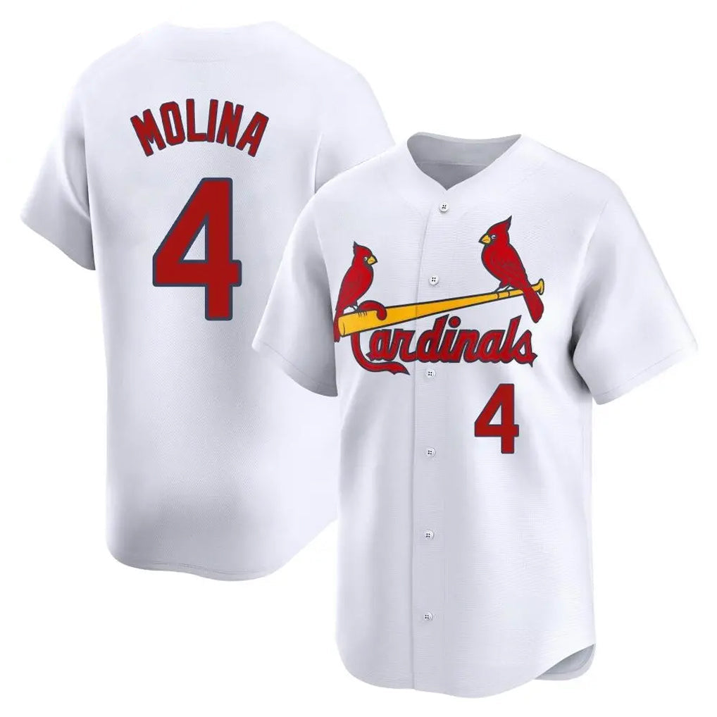 Jamed St. Louis Cardinals #4 Yadier Molina Player White Home Limited Stitched Jerseys