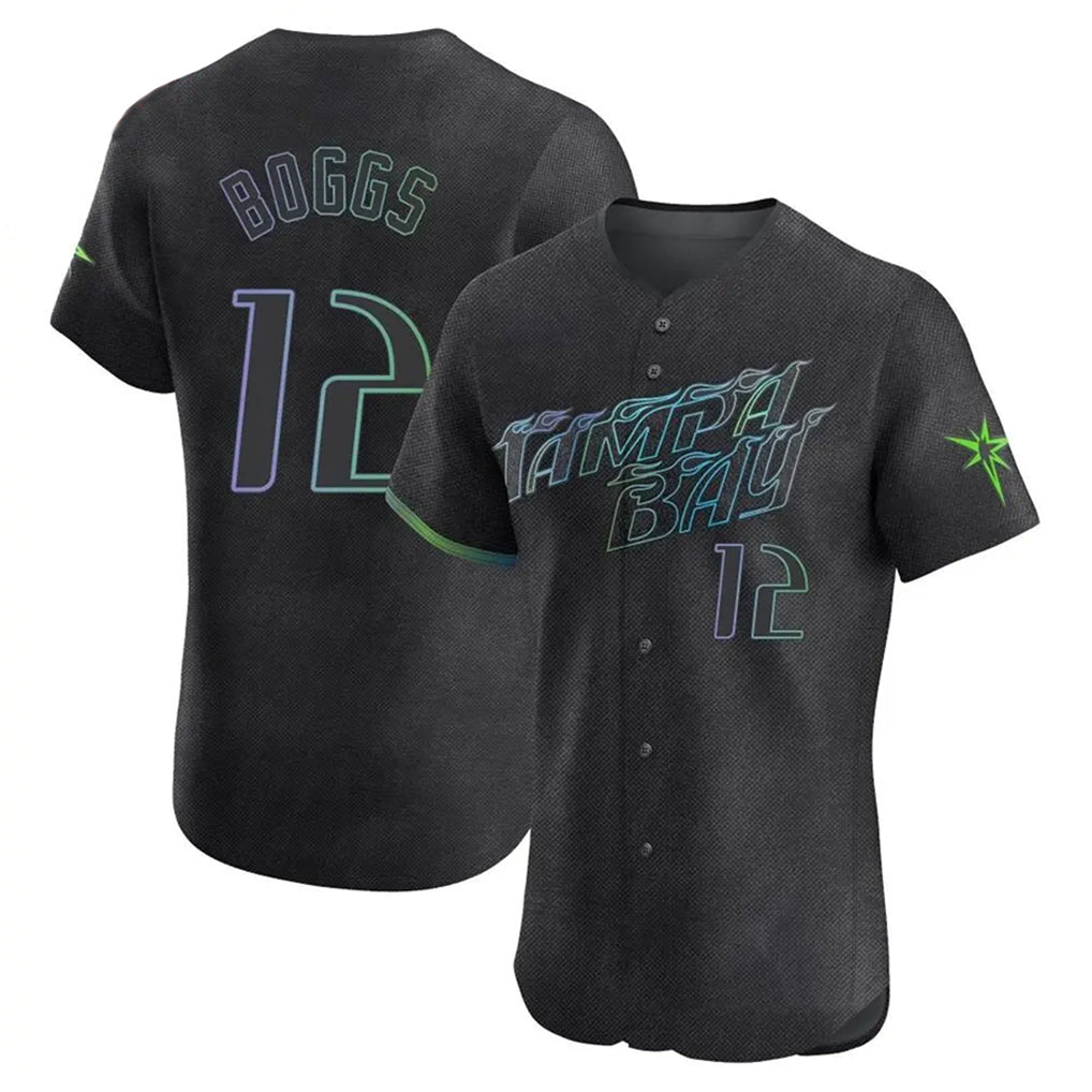 Jamed TB.Rays #12 Wade Boggs Player Black City Connect Home Limited Elite Stitched Jerseys